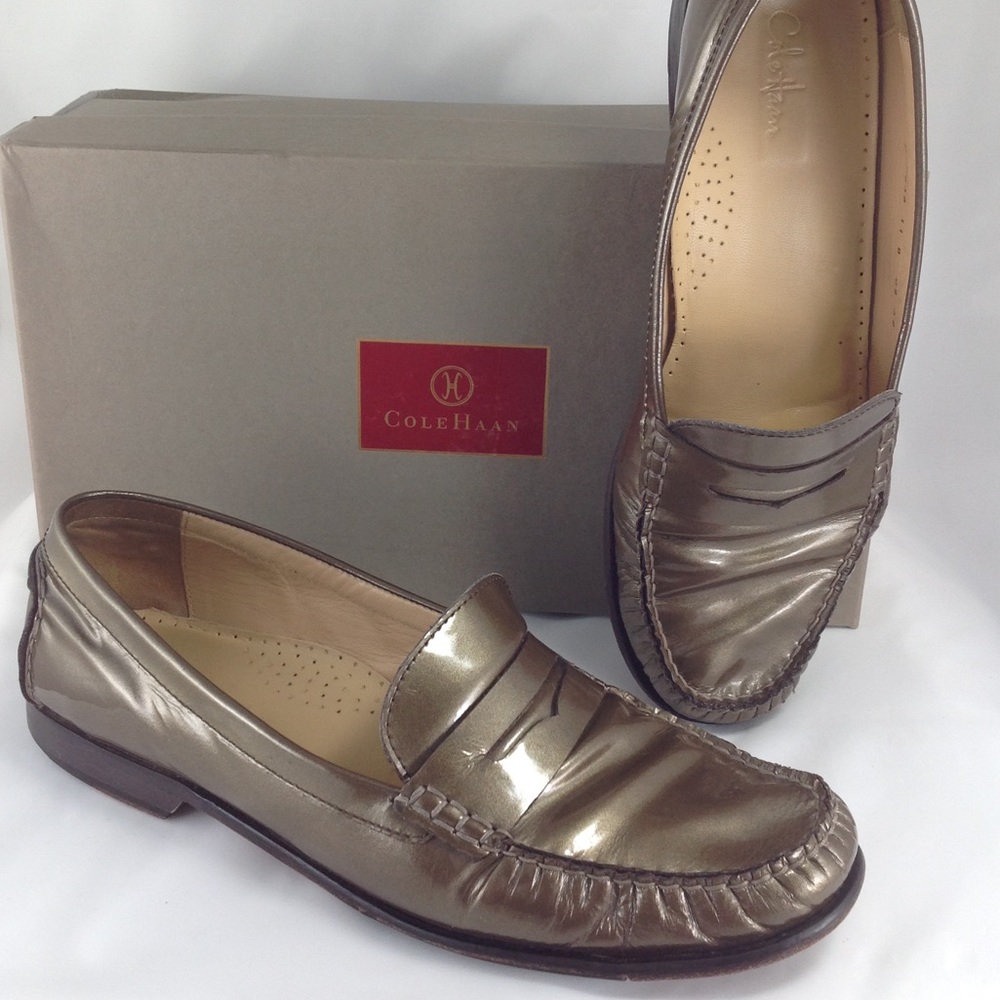 Cole Haan Soft Gold Patent Leather Loafers